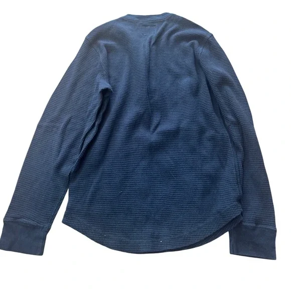 Abercrombie Fitch Mens Long Sleeve Waffle Knit Henley Shirt Navy Blue Size XS - Picture 2 of 4